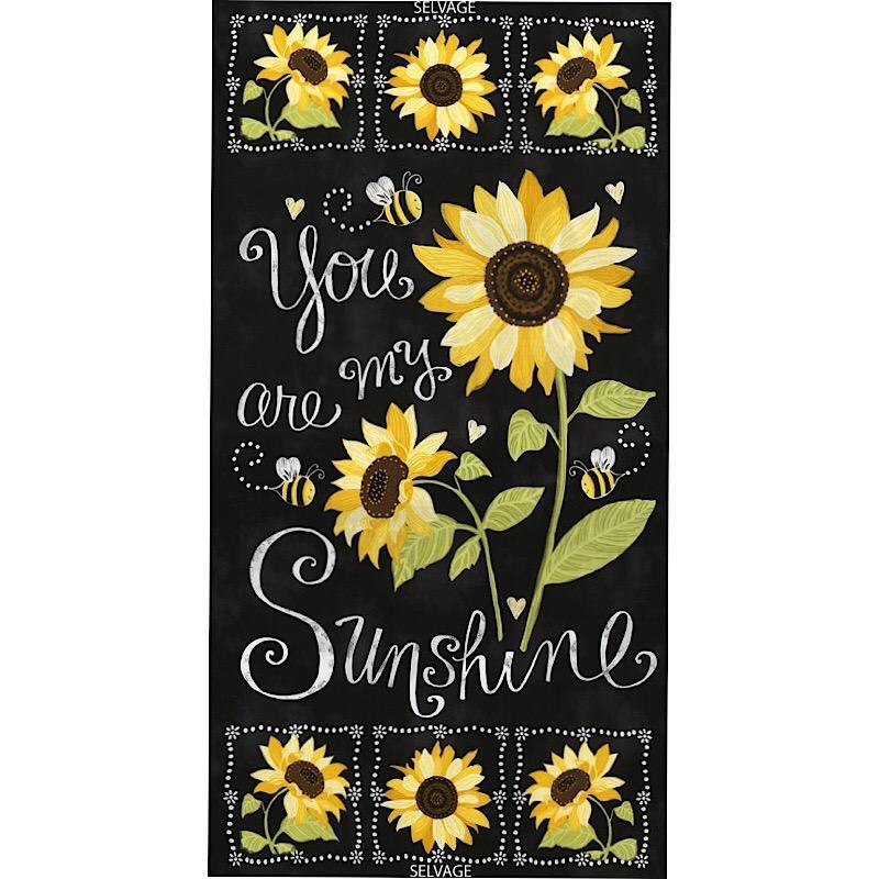 Beeloved Sunflower Chalkboard Panel 24" x 44" – End of Bolt – 23″ × 44″ Damaged-Timeless Treasures-My Favorite Quilt Store