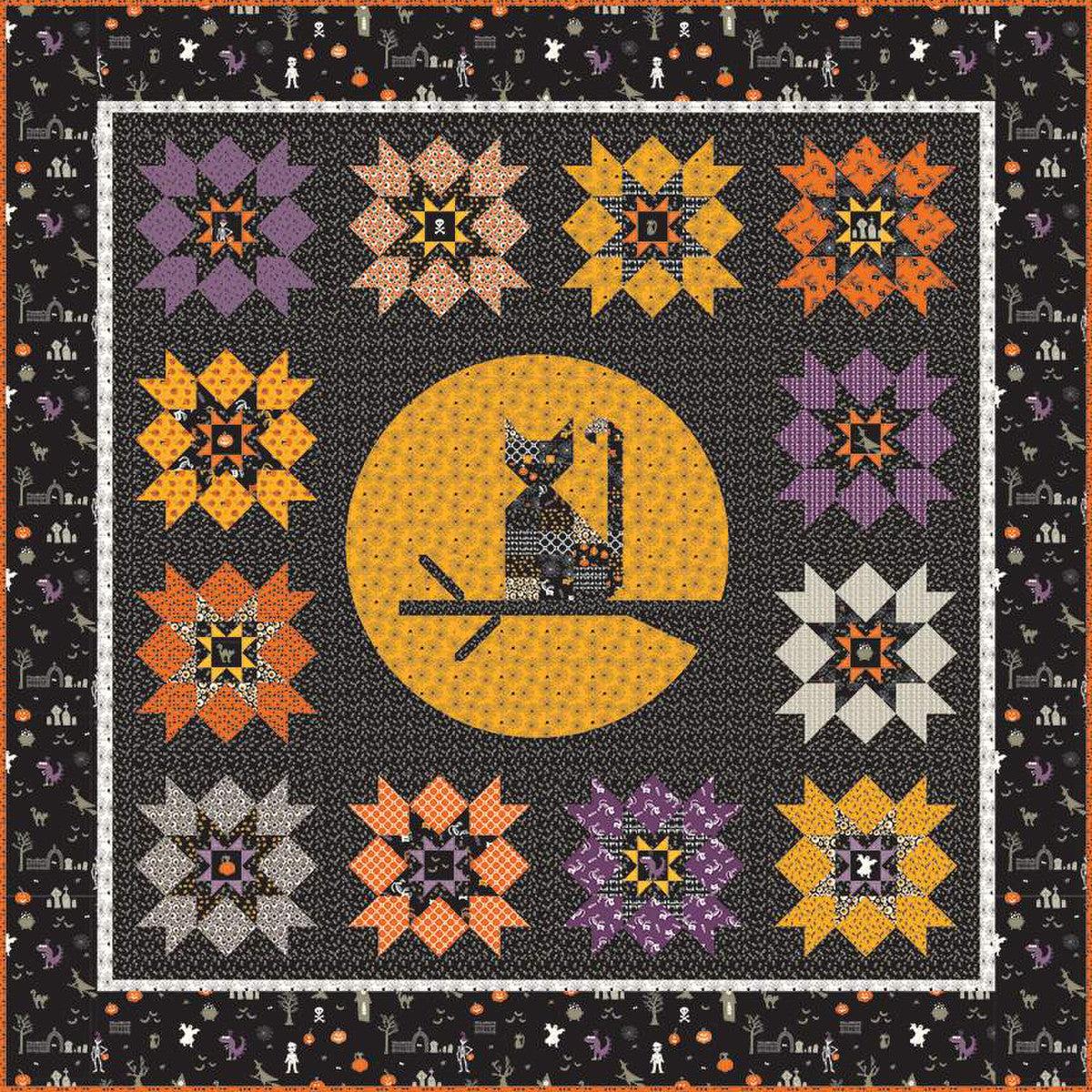 Beggar's Night Calico Cats & Jacks Meowing at the Moon Quilt Kit-Riley Blake Fabrics-My Favorite Quilt Store