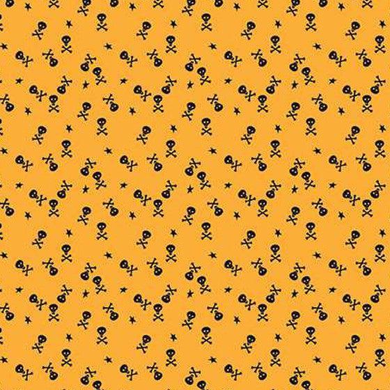 Beggar's Night Gold Skulls Fabric-Riley Blake Fabrics-My Favorite Quilt Store