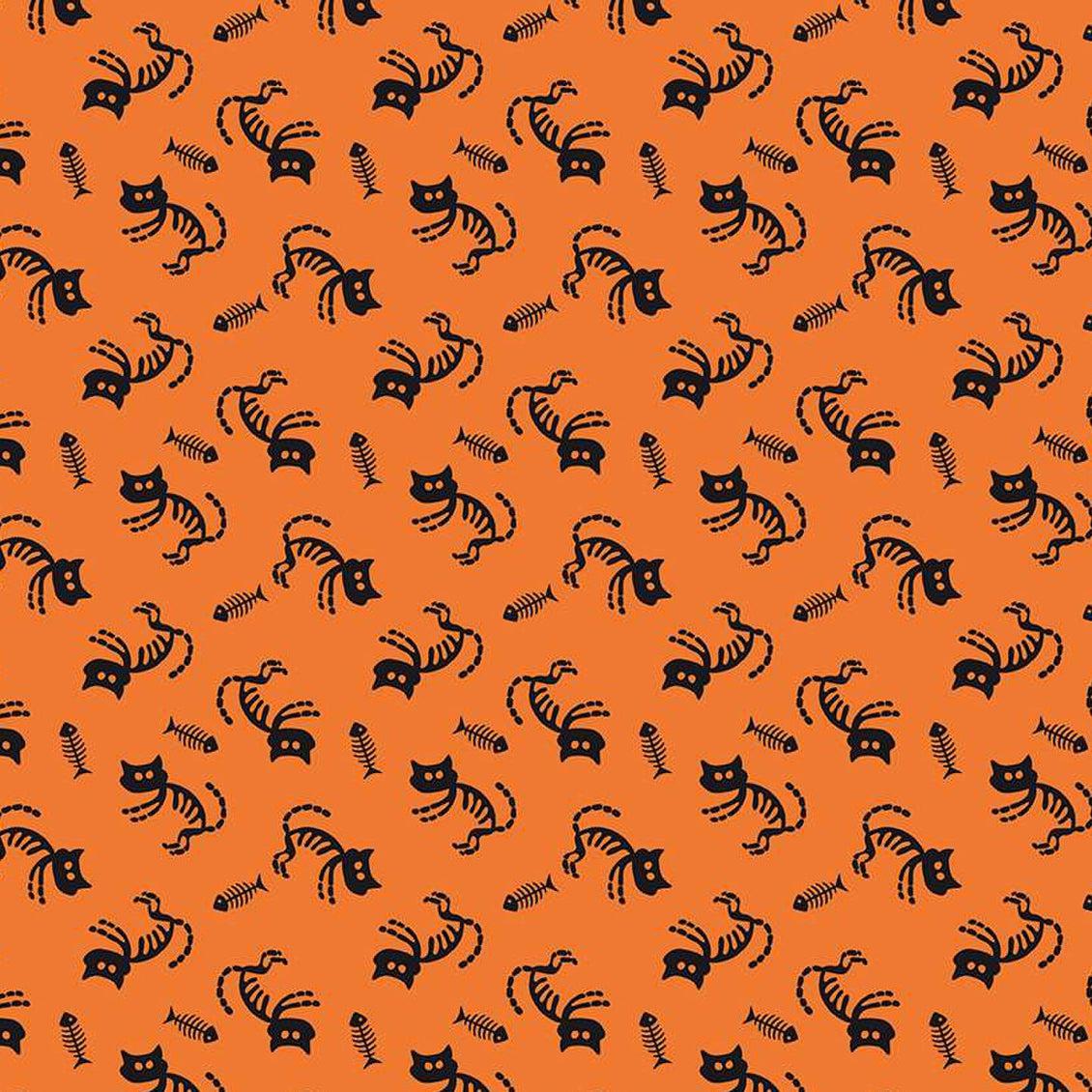 Beggar's Night Orange Cats Fabric-Riley Blake Fabrics-My Favorite Quilt Store