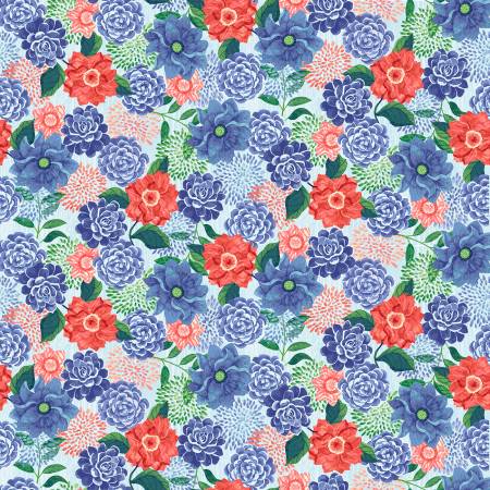 Bella Blue Birds Light Blue Floral Fabric-Studio e Fabrics-My Favorite Quilt Store