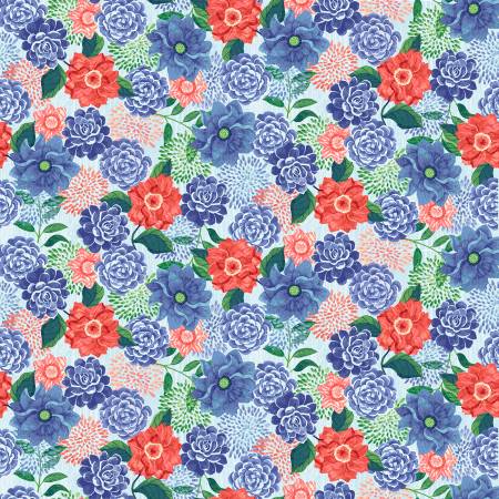 Bella Blue Birds Light Blue Floral Fabric