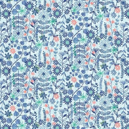 Bella Blue Birds Light Blue Viney Floral Fabric-Studio e Fabrics-My Favorite Quilt Store