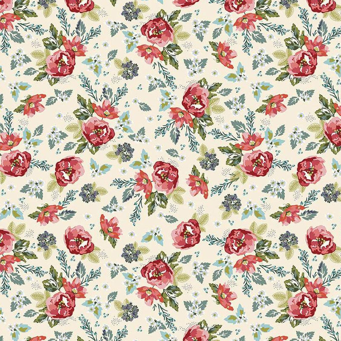Bellissimo Gardens Cream Small Gardens Floral Fabric-Riley Blake Fabrics-My Favorite Quilt Store