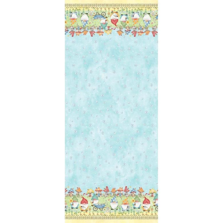 Better Gnomes and Gardens Blue Garden Time Double Border Fabric