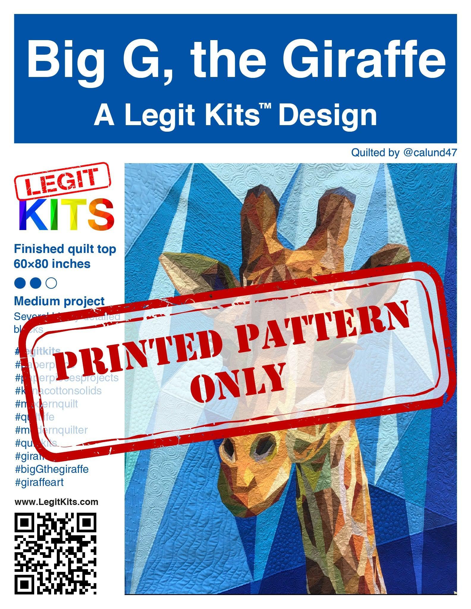 Big G the Giraffe Pattern-Legit Kits-My Favorite Quilt Store