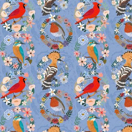 Bird Garden Blue Bird Wreaths Fabric