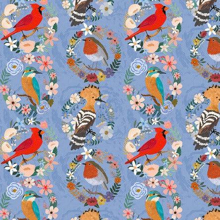 Bird Garden Blue Bird Wreaths Fabric-Free Spirit Fabrics-My Favorite Quilt Store