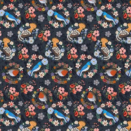 Bird Garden Smoke Wreaths and Blossoms Fabric-Free Spirit Fabrics-My Favorite Quilt Store