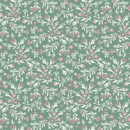 Birdsong Green Flower Bunch Fabric