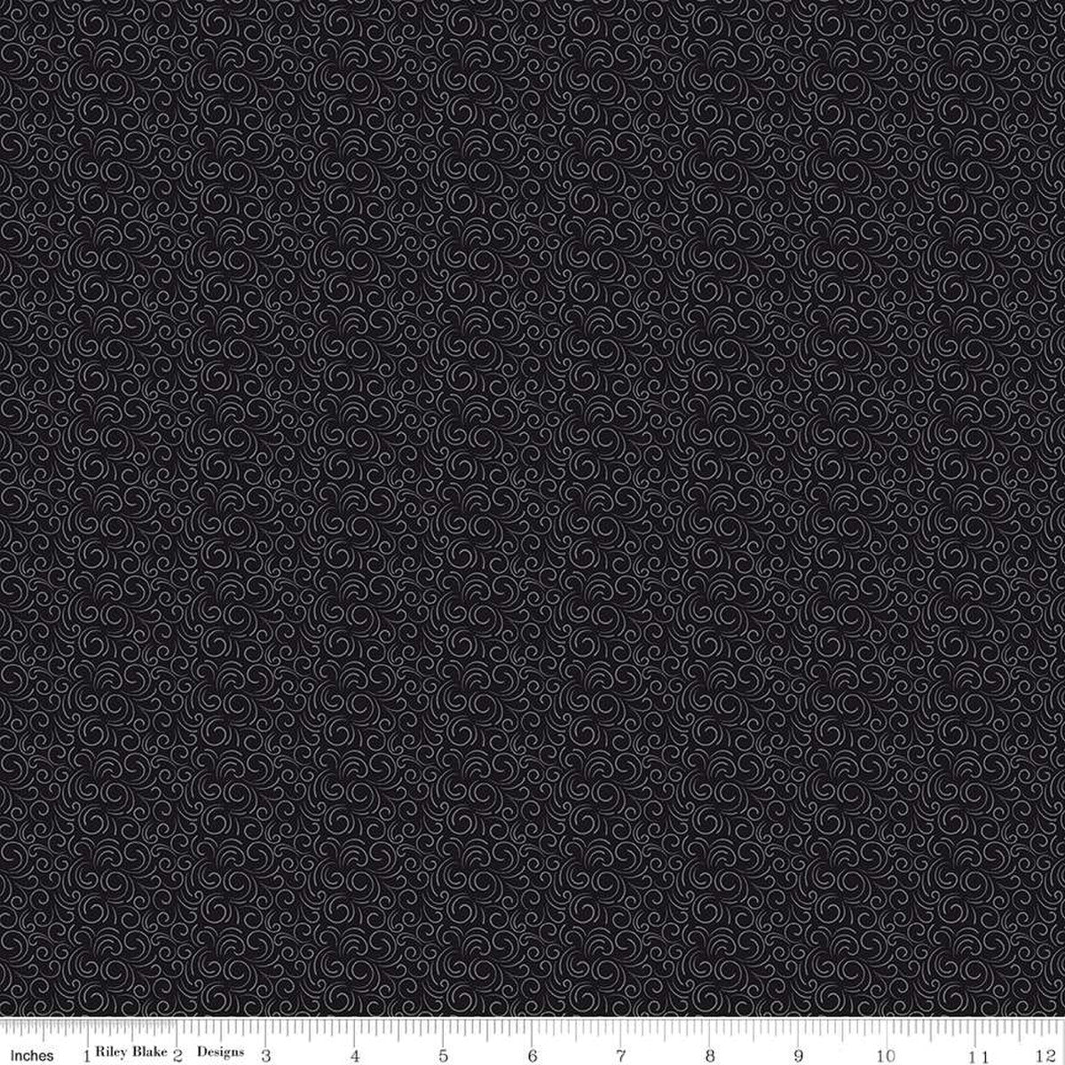 Black Tie Swirl Black Fabric-Riley Blake Fabrics-My Favorite Quilt Store