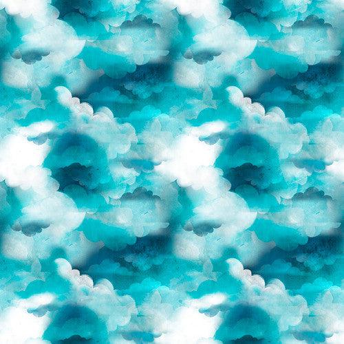 Blast Off! Sky Blue Clouds Fabric