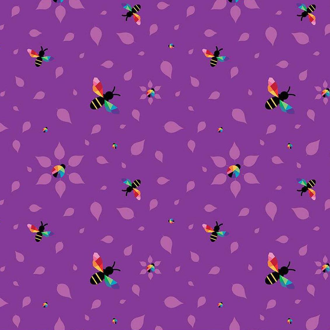 Bloom Purple Busy Bees Fabric