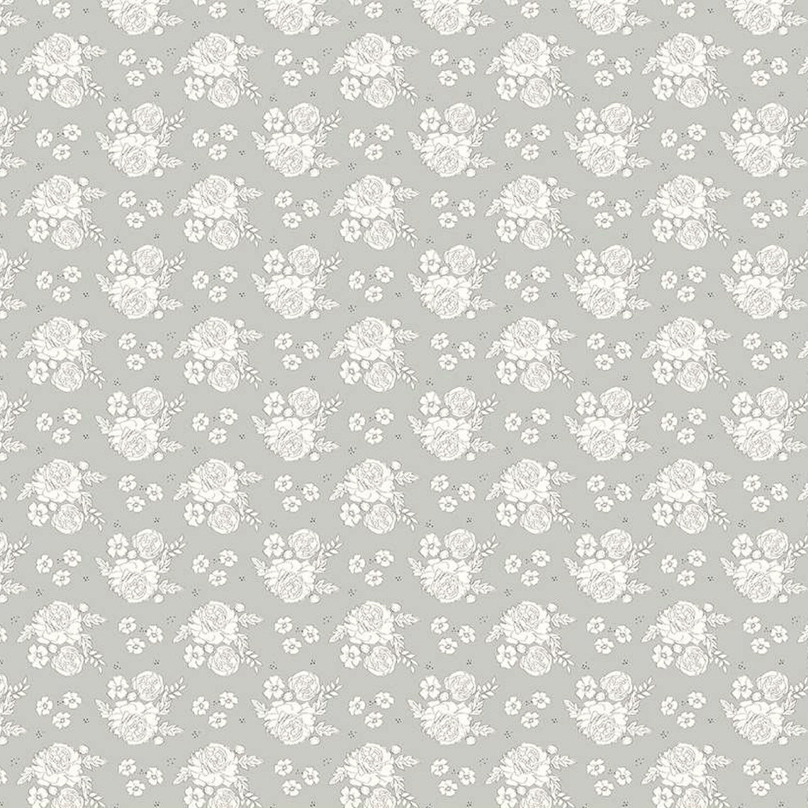 BloomBerry Gray Petite Flowers Fabric