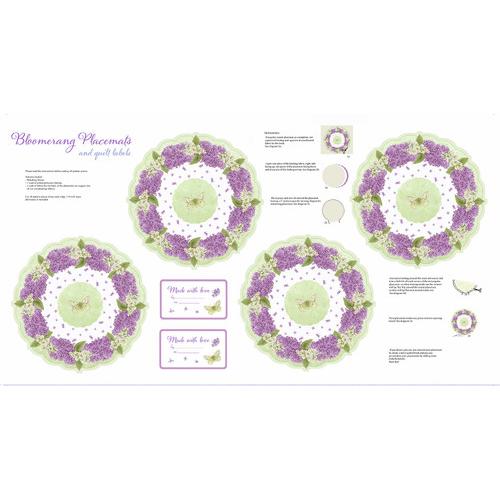 Bloomerang White Placemat 24" Panel – End of Bolt – 24″ × 44/45″ damaged-Henry Glass Fabrics-My Favorite Quilt Store