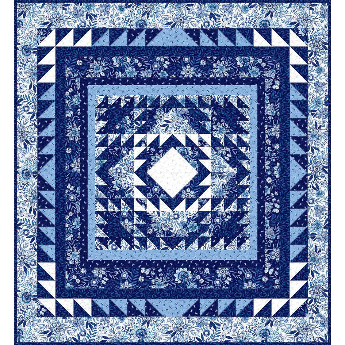 Blooming Blue Basic Throw Quilt 3# Quilt Pattern - Free Digital Download