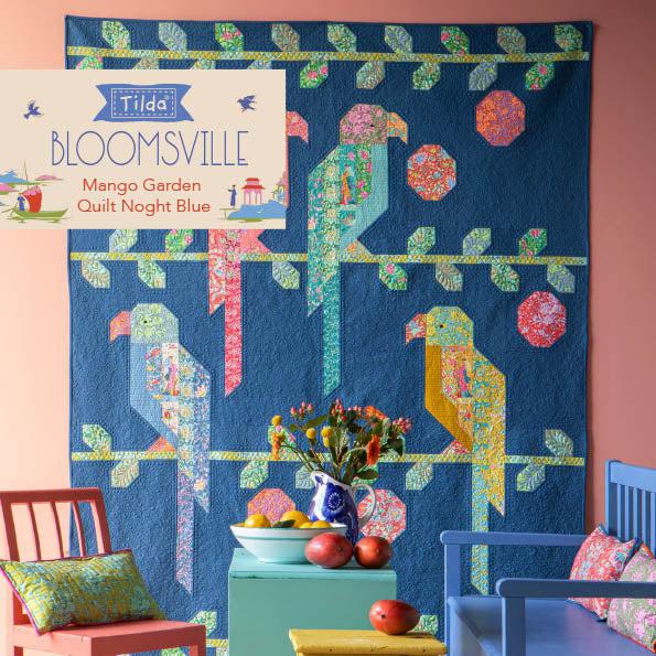 Bloomsville Night Blue Mango Garden Quilt Pattern - Digital Download