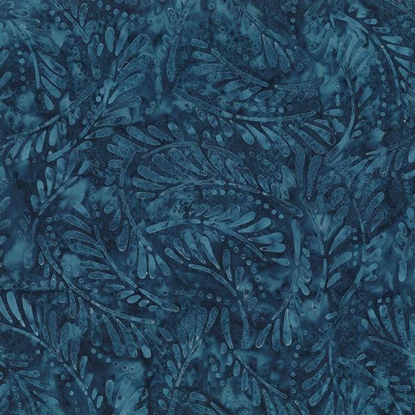 Blue Smoke Blue Ferns Batik Fabric