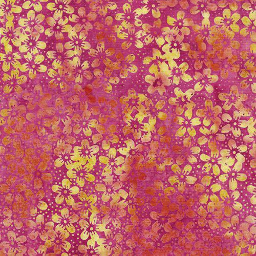 Blushing Garden Pink Geranium Mini Floral Batik Fabric