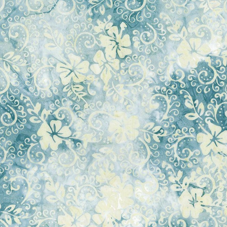 Boardwalk Dreams Opal Hibiscus Swirl Batik Fabric