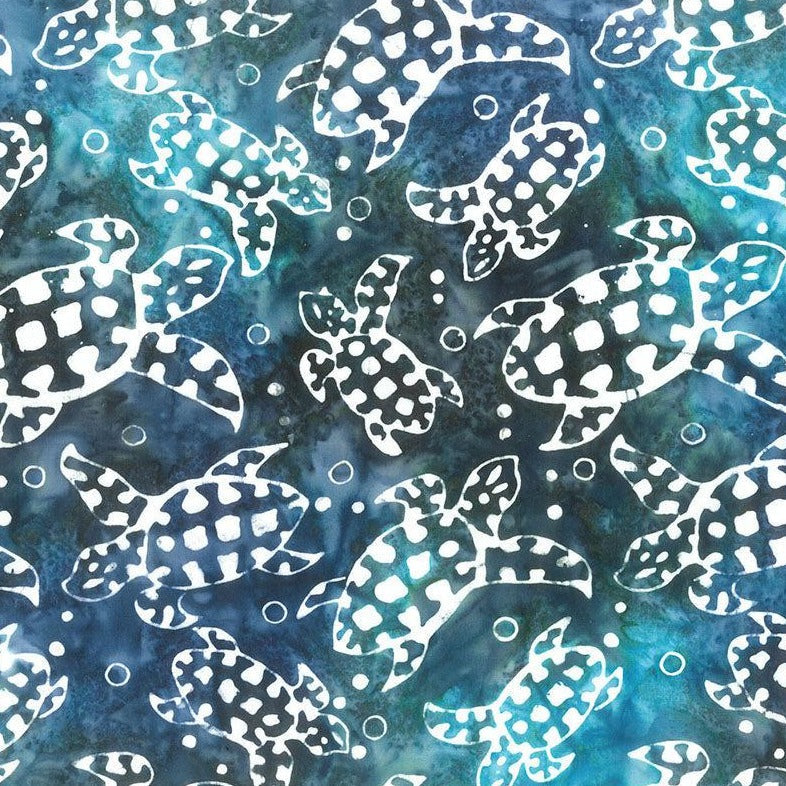 Boardwalk Dreams Peacock Turtles Batik Fabric