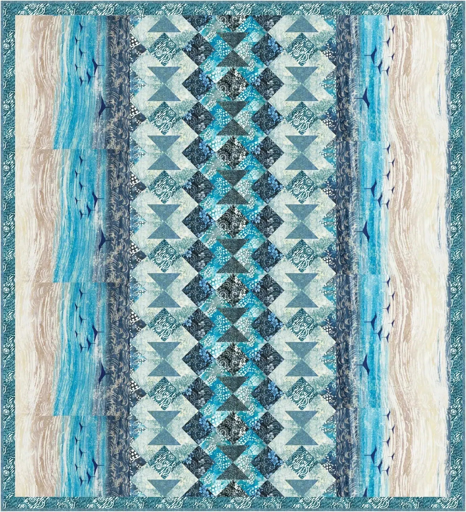 Boardwalk Dreams Ripples in the Sand Deep Ocean Quilt Kit-Northcott Fabrics-My Favorite Quilt Store