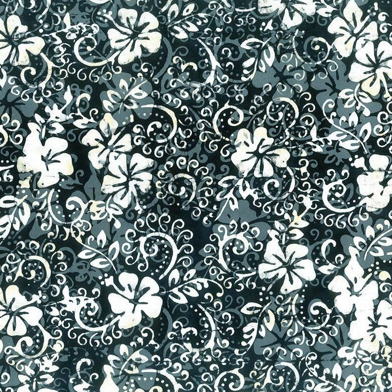 Boardwalk Midnight Caller Double Hibiscus Swirl Batik Fabric-Northcott Fabrics-My Favorite Quilt Store