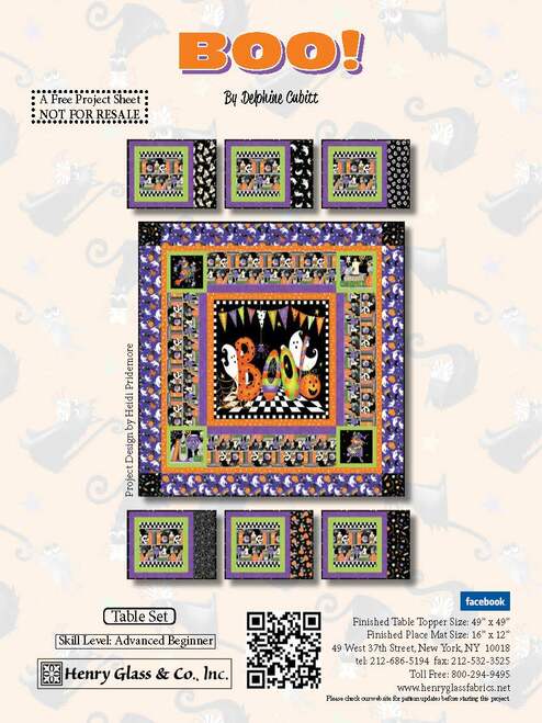 Boo! Table Set Pattern - Free Digital Download-Henry Glass Fabrics-My Favorite Quilt Store