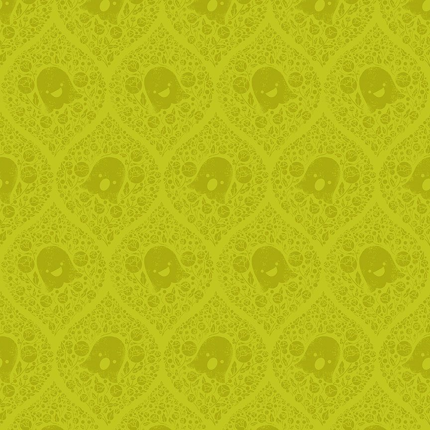 Bootiful Citron Ghosted Fabric-Dear Stella Fabrics-My Favorite Quilt Store