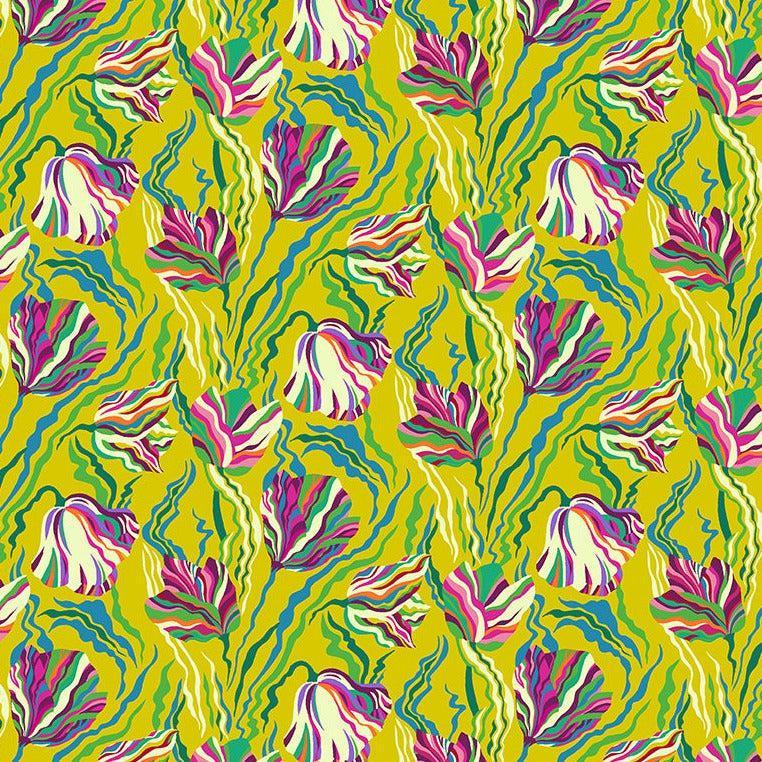 Botanica Chartreuse Tulip Fabric-Windham Fabrics-My Favorite Quilt Store