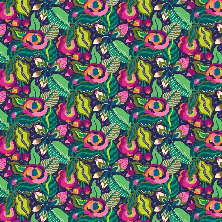 Botanica Indigo Camellia Fabric-Windham Fabrics-My Favorite Quilt Store