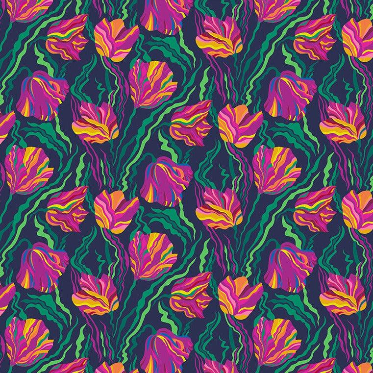 Botanica Indigo Tulip Fabric-Windham Fabrics-My Favorite Quilt Store
