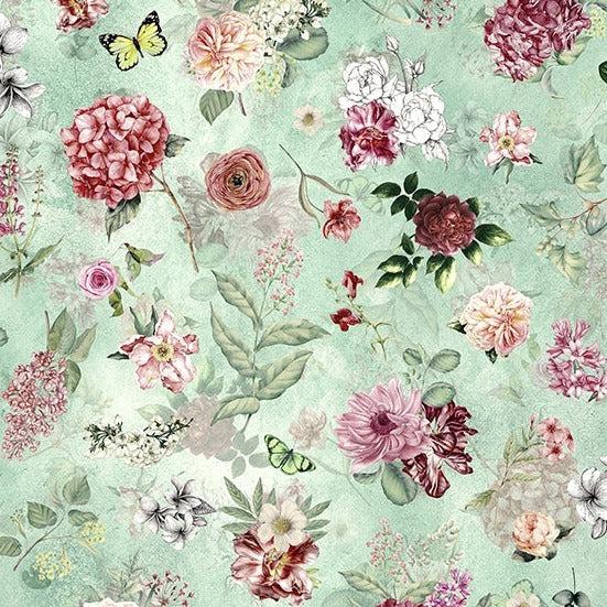 Botanical Charm Mint Tossed Stems Fabric-Hoffman Fabrics-My Favorite Quilt Store