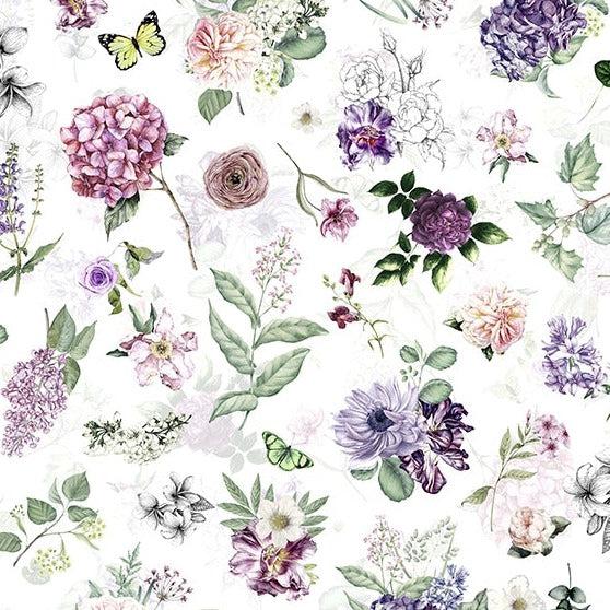 Botanical Charm Purple Tossed Stems Fabric