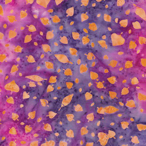 Breezy Purple Multi Pink Purple Blowing Leaves Batik Fabric