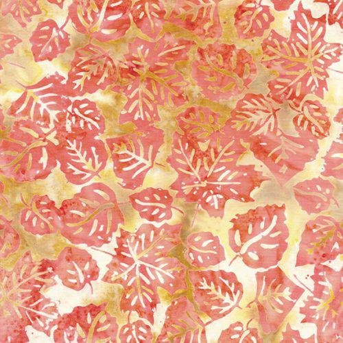 Breezy Red Tangy Leaf Pile Batik Fabric