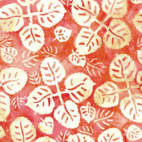 Breezy Red Tangy Leaf Spinners Batik Fabric