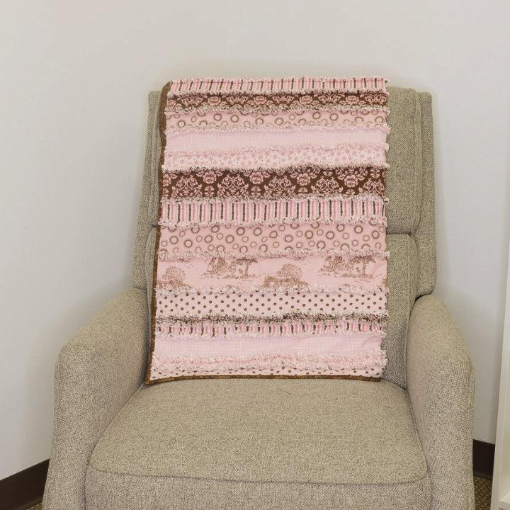 Brown and Pink Baby Rag Quilt - Fully Finished Quilt-My Favorite Quilt Store-My Favorite Quilt Store