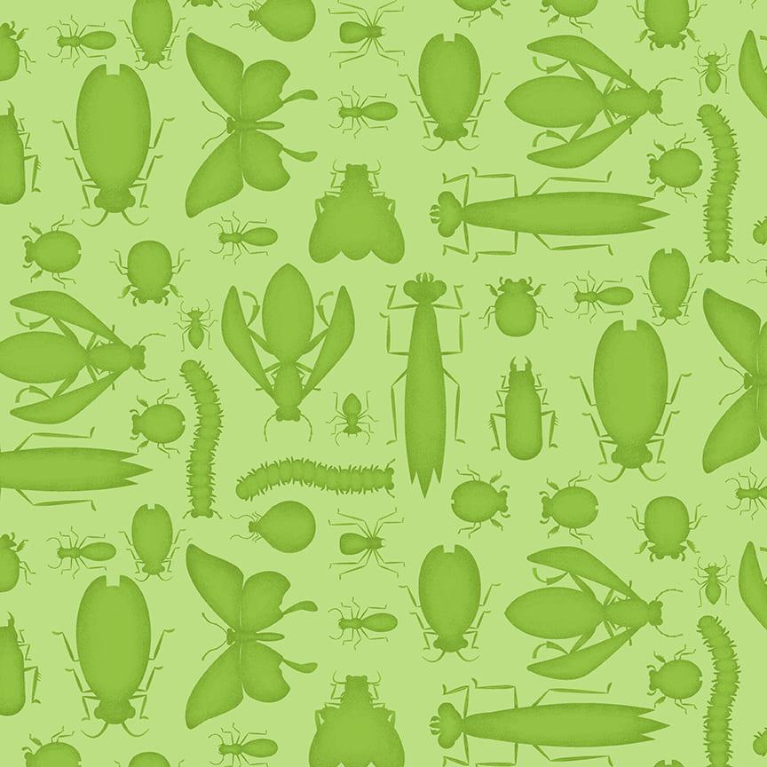 Bug Bug Bug Green Monotone Bugs Fabric-Henry Glass Fabrics-My Favorite Quilt Store