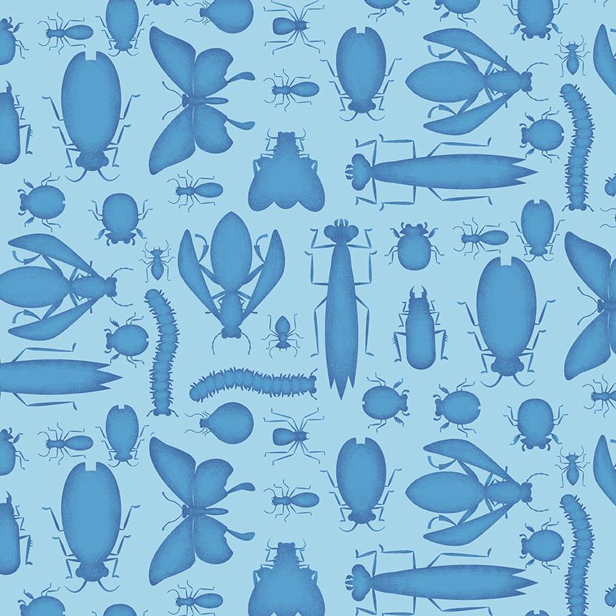 Bug Bug Bug Light Blue Monotone Bugs Fabric-Henry Glass Fabrics-My Favorite Quilt Store