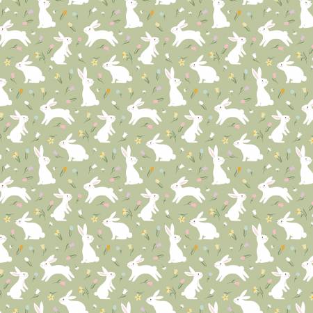 Bunny Trail Green Bunnies  Fabric