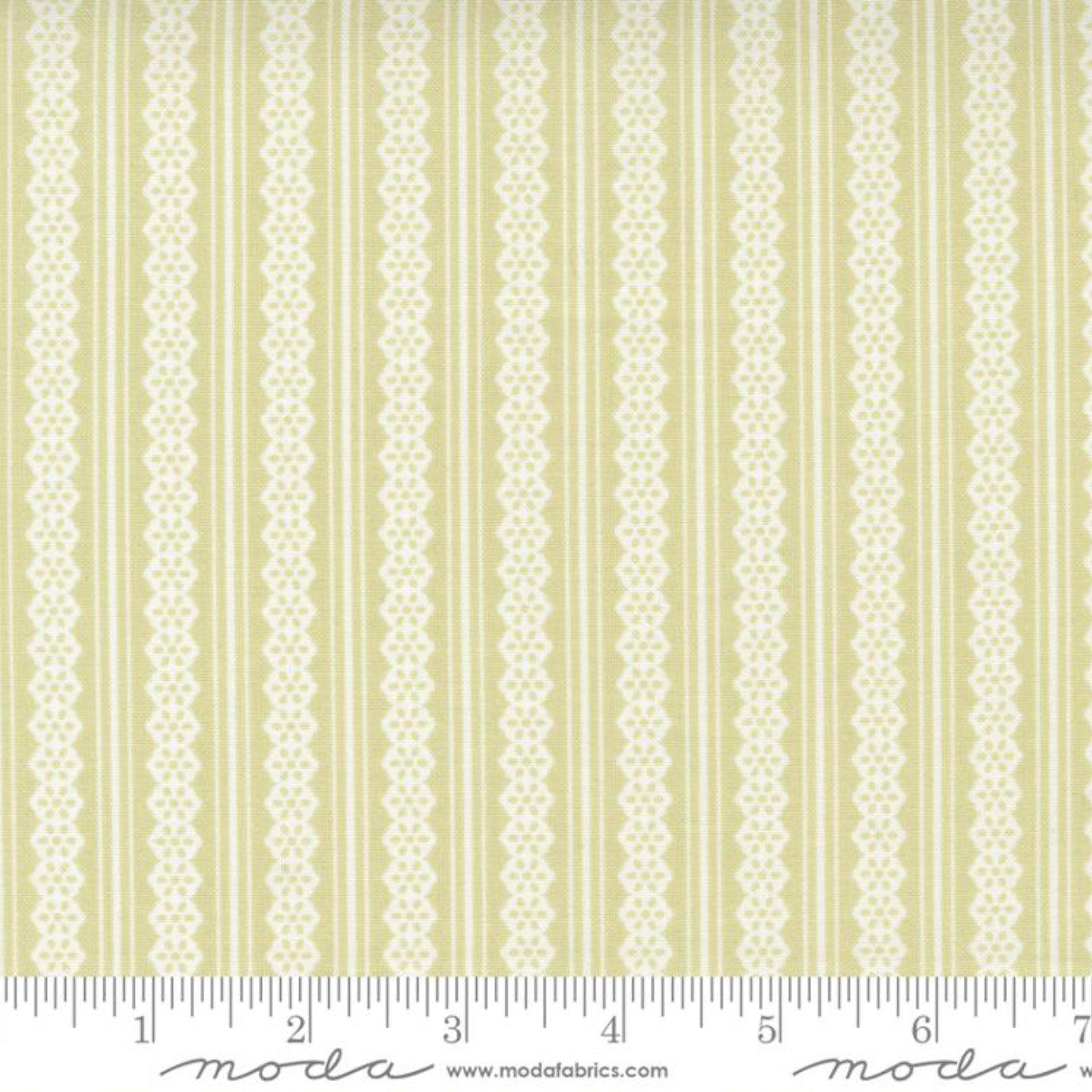 Buttercup and Slate Sprig Lacey Stripes Fabric – End of Bolt – 33″ × 44/45″-Moda Fabrics-My Favorite Quilt Store
