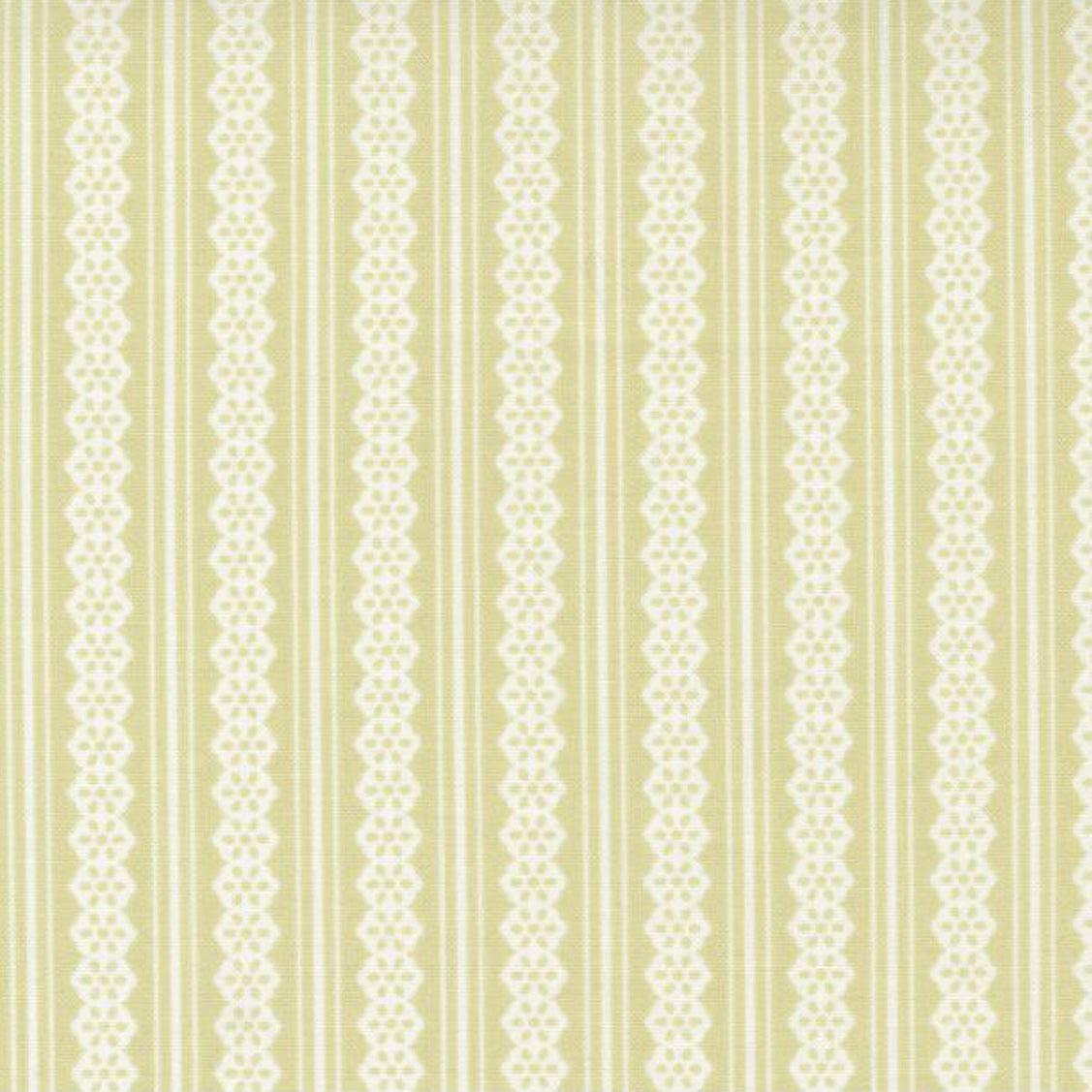 Buttercup and Slate Sprig Lacey Stripes Fabric – End of Bolt – 33″ × 44/45″