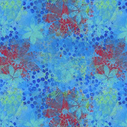 Butterfly Fields Blue Flowery Fabric