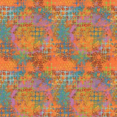 Butterfly Fields Orange Crosshatch Fabric