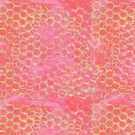 Butterfly Fields Pink Honeycomb Fabric