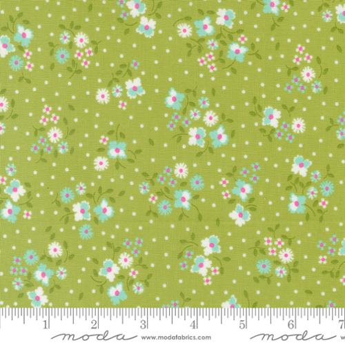 Cali Co Pistachio Small Flower Dot Fabric-Moda Fabrics-My Favorite Quilt Store