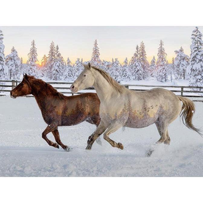 Call of the Wild White Sunset Mustangs 31 1/2" Digital Print Panel-Hoffman Fabrics-My Favorite Quilt Store