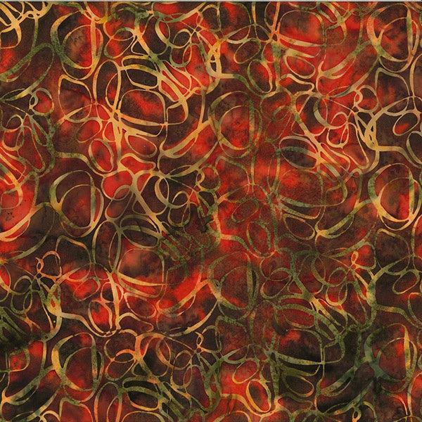 Camp Fire Autumn Abstract Circles Bali Batik Fabric