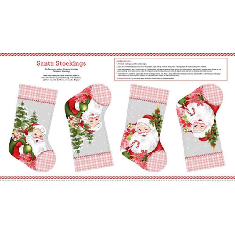 Candy Cane Lane Pink Stocking Panel 24"-Studio e Fabrics-My Favorite Quilt Store